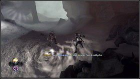 Za pierwszym razem go słuchamy [1], za drugim uderzamy miecze [2], a za trzecim idziemy za nim, aż rozpocznie się cut-scenka i nasz bohater wyląduje w Mieście Aurora - Aurora | Opis przejścia Fable III - Fable III - poradnik do gry