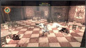 W dużej sali, po krótkiej rozmowie z szefem bandy [1], zostaniemy zaatakowani przez armię zbirów [2] - Ciężar świata (1) | Opis przejścia Fable III - Fable III - poradnik do gry