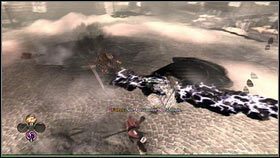 Podobnie jak spotkane wcześniej stwory, tworzy on na ziemi czarne kręgi [1] oraz fale uderzeniowe [2], których unikamy wykonując fikołki - Ciężar świata (2) | Opis przejścia Fable III - Fable III - poradnik do gry