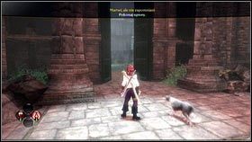 Gdy mgła blokująca przejście zniknie, biegniemy za duchem na kolejny plac, gdzie na ziemi będą się poruszać kręgi światła [1] - Stare Bowerstone i Mourningwood (2) | Zadania poboczne w Fable III - Fable III - poradnik do gry