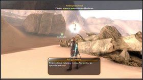 Wychodzimy po drugiej stronie zabudowań, zabijamy stacjonujących tam przeciwników [1], a po dotarciu do celu wykopujemy relikt [2] - Driftwood i Miasto Aurora | Zadania poboczne w Fable III - Fable III - poradnik do gry