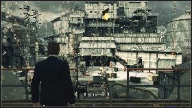 Wejdź po schodach na górę [1] , a potem skorzystaj z drabiny [2] , aby dostać się na plac przed fabryką - Siberia - Keep the car running (2) | Opis przejścia gry 007 Blood Stone - 007: Blood Stone - poradnik do gry