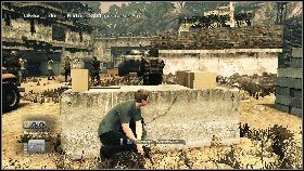 Poczekaj, aż chodzący przeciwnik ustawi się do ciebie plecami, po czym szybko przejdź między dwoma autami [1] - Burma - Youre in Burma, Mr. Bond (1) | Opis przejścia gry 007 Blood Stone - 007: Blood Stone - poradnik do gry