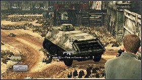 Uważając na ostrzał prowadzony z wozu bojowego, przemknij na schody z prawej [1] - Burma - Youre in Burma, Mr. Bond (2) | Opis przejścia gry 007 Blood Stone - 007: Blood Stone - poradnik do gry