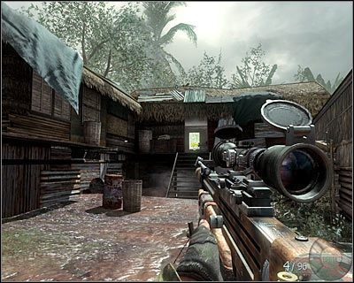 Już po użyciu wyrzutni Ponury Żniwiarz do zniszczenia działa przeciwlotniczego znajdującego się przy rzece pozostaw tę broń w swoim inwentarzu i udaj się do nowo odblokowanej chatki - Fabuła - Dodatkowe (1) | Fabuła | Call of Duty Black Ops - Call of Duty: Black Ops - poradnik do gry