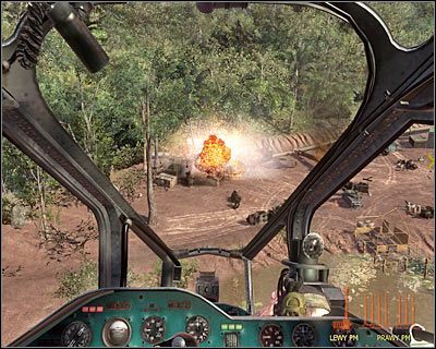 Nie powinieneś tu mieć większych problemów, gdyż to właśnie rakiety są najlepszym elementem wyposażenia śmigłowca, a działko maszynowe średnio się przydaje - Fabuła - Dodatkowe (4) | Fabuła | Call of Duty Black Ops - Call of Duty: Black Ops - poradnik do gry