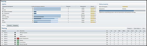 Główny ekran ustawień treningowych - Programy treningowe (1) - Trening - Football Manager 2011 - poradnik do gry
