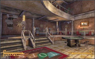 Porozmawiaj z Bennym (M7A:1), ten zaproponuje, by omówić wszystko w ustronnym miejscu, możesz się zgodzić na kilka różnych sposobów - Dzyń dzyń! | Zadania początkowe w Fallout New Vegas - Fallout: New Vegas - poradnik do gry