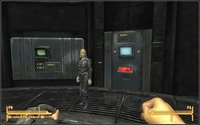 Kiedy tylko zejdziesz na dół zostaniesz przywitany przez Paladyna Bractwa Stali - Fallout New Vegas: Za Republikę, (2) - Fallout: New Vegas - poradnik do gry