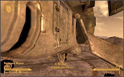 Kiedy tylko Kimball wyląduje, udaj się na lądowisko Prezydenckiego Latacza, możesz tego dokonać na kilka sposobów - Fallout New Vegas: Zauważysz, kiedy się wydarzy - Fallout: New Vegas - poradnik do gry
