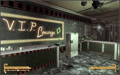 Otrzymasz elektroniczną pluskwę, wejdź do Kasyna Lucky 38 i udaj się po schodkach na wyższą kondygnację i zlokalizuj hol dla VIP-ów (V - Księżyc jest nad wieżą | Zadania poboczne | Solucja Fallout New Vegas - Fallout: New Vegas - poradnik do gry