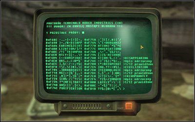 Bardzo prosta mini-gierka, która polega na wprowadzeniu odpowiedniego hasła spośród wszystkich możliwych, mając tylko cztery próby - Fallout New Vegas: Mechaniki i minigry - Fallout: New Vegas - poradnik do gry
