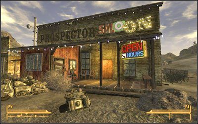 Skieruj się do Saloon Prospector (M1:2), gdzie spotkasz się z Sunny Smiles - Fallout New Vegas: Znowu w siodle - Fallout: New Vegas - poradnik do gry