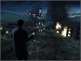 Po wyeliminowaniu wszystkich, wracamy na ścieżkę prowadzącą w dół wzniesienia - Misja 2- Wesele | Opis przejścia Harry Potter i Insygnia Śmierci - Harry Potter i Insygnia Śmierci - część 1 - poradnik do gry