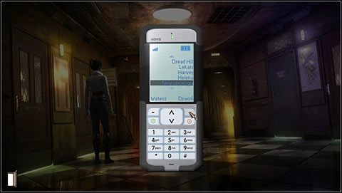 W korytarzu wyjmij komórkę (LPM) i w Menu (kliknij prawą kreskę pod wyświetlaczem) wybierz Kontakty (kliknij prawą kreskę pod wyświetlaczem) - Rozdział czwarty (2) | Opis przejścia Gray Matter - Gray Matter - poradnik do gry