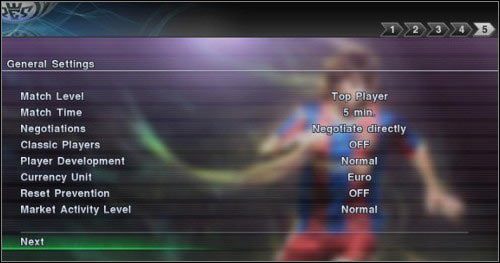 Po wybraniu klubu pojawi się okno opcji General Settings - Jakie ustawienia wybrać w Pro Evolution Soccer 2011? | Master League - Pro Evolution Soccer 2011 - poradnik do gry