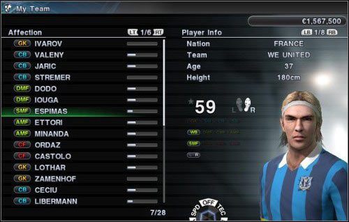 Najłatwiej ocenić zawodnika po jego nocie np - Pierwsze kroki managera w Pro Evolution Soccer 2011 | Master League - Pro Evolution Soccer 2011 - poradnik do gry