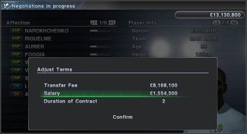 Jeżeli drużyna chce za swojego piłkarza 600 000 Euro, a Ty zaproponujesz 100 000 Euro, to praktycznie możesz być pewien, że negocjacje zostaną przerwane - Transfery w Pro Evolution Soccer 2011 | Master League - Pro Evolution Soccer 2011 - poradnik do gry