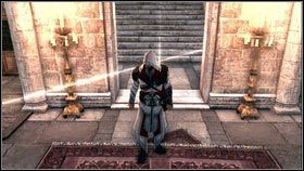 Po krótkiej rozmowie [1], opuść pomieszczenie [2] - Sekwencja 2 - A Wilderness of Tiger (5) | Opis przejścia AC Brotherhood - Assassins Creed: Brotherhood - poradnik do gry