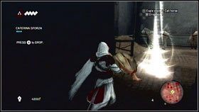 Gdy skończysz, pociągnij dźwignię [1] i wynieś swoją towarzyszkę na zewnątrz [2] - Sekwencja 4 - Den of Thieves (3) | Opis przejścia AC Brotherhood - Assassins Creed: Brotherhood - poradnik do gry