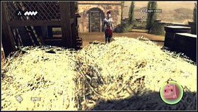 Po dotarciu do rogu lokacji, stań za ścianą i obserwuj strażnika [1] - Sekwencja 4 - Den of Thieves (5) | Opis przejścia AC Brotherhood - Assassins Creed: Brotherhood - poradnik do gry