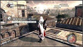 Zaraz po rozmowie ze złodziejem [1], rozpocznie się bieg miedzy zaznaczanymi na mapie punktami [2] - Zadania złodziei (2) | Zadania poboczne | Assassins Creed Brotherhood - Assassins Creed: Brotherhood - poradnik do gry
