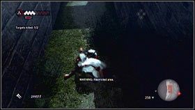 Stojąc na krawędzi, odszukaj cel [1], a następnie wykończ przy pomocy ataku z zeskoku [2] - Kontrakty assassynów (1) | Zadania poboczne | Assassins Creed Brotherhood - Assassins Creed: Brotherhood - poradnik do gry