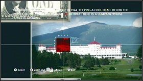 Na pierwszym etapie przybliż widok [1], nakieruj kursor na lewą wieżę budynku z prawej [2] i wciśnij A - Zagadki (1) | Zagadki | Assassins Creed Brotherhood - Assassins Creed: Brotherhood - poradnik do gry