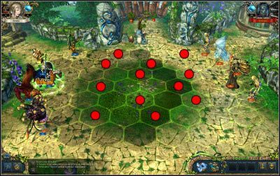 Areny na szczęście nie zmieniają się i tą pierwszą wyróżniają niewidzialne pułapki z teleportami, które cofają ofiarę w rejon lokacji startowej - Kryształowa Dolina | Strażniczka Korony w Kings Bounty Nowe Światy - Kings Bounty: Nowe Światy - poradnik do gry