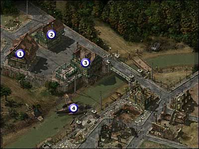 1 - Budynek, w którym przetrzymywany jest Green Beret (2 fragmenty) - Misja 08 | Commandos 2 Ludzie odwagi - Commandos 2: Ludzie odwagi - poradnik do gry