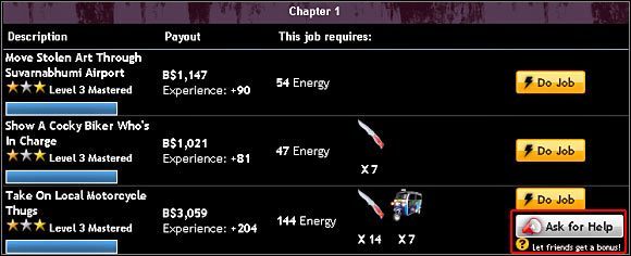 Wszystkie epizody w Bangkoku cechują się zbliżonymi do siebie zależnościami - Bangkok (1) | Główne zadania (Jobs) | Mafia Wars - Mafia Wars - poradnik do gry