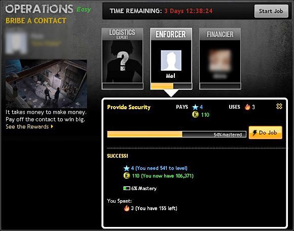 W większości przypadków role poszczególnych członków operacji znacząco się różnią, nie tylko pod względem poziomu trudności, ale także wykorzystywanych środków - Operacje (Operations) | Inne rodzaje zadań | Mafia Wars - Mafia Wars - poradnik do gry