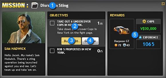 Powyższe zdjęcie prezentuje przykładowy ekran misji - Misje (Missions) | Inne rodzaje zadań | Mafia Wars - Mafia Wars - poradnik do gry