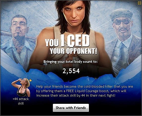 Niektóre ataki mogą zakończyć się osłabieniem atakowanego przeciwnika i są tu możliwe dwa warianty - Atakowanie graczy (2) | Walki (Fight) | Mafia Wars - Mafia Wars - poradnik do gry