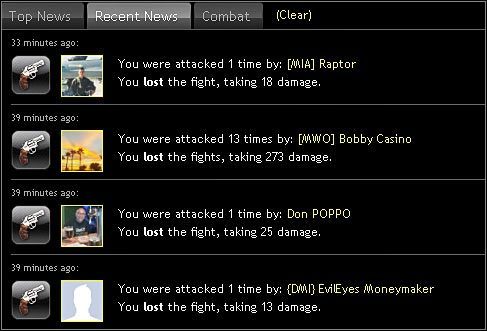 W przeciwieństwie do procesu atakowania innych graczy, który znajduje się pod Twoją całkowitą kontrolą, na to przez kogo jesteś atakowany nie masz już żadnego wpływu - Atakowanie graczy (2) | Walki (Fight) | Mafia Wars - Mafia Wars - poradnik do gry