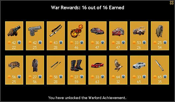 Przystępowanie do wojen ma w głównej mierze na celu pozyskiwanie cennych przedmiotów - Wojny między graczami | Walki (Fight) | Mafia Wars - Mafia Wars - poradnik do gry