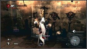 Po walce zeskocz z wieży do kanałów [1], a następnie udaj się w zaznaczonym na mapie kierunku - Osiągnięcia (7) | Zadania poboczne | Assassins Creed Brotherhood - Assassins Creed: Brotherhood - poradnik do gry