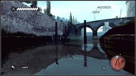 Po otrzymani zadania, wskocz do wody i płyń do zaznaczonego na mapie punktu [1] - Osiągnięcia (9) | Zadania poboczne | Assassins Creed Brotherhood - Assassins Creed: Brotherhood - poradnik do gry