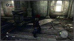 Gdy dotrzesz do pomieszczenia, w którym zerwie się podłoga, wejdź po ścianie na szczyt [1], a następnie zamiast udać się na północ, idź na południe - Opis szczegółowy - Flagi (5) | Znajdźki | Assassins Creed Brotherhood - Assassins Creed: Brotherhood - poradnik do gry