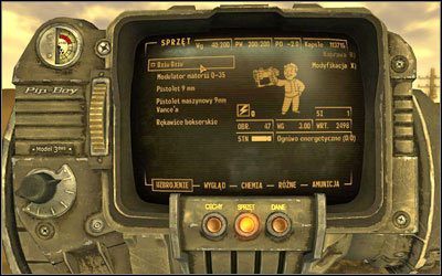 W górnej części Pip-Boya znajduje się kilka podstawowych informacji - Fallout New Vegas: Pip-Boy w Fallout New Vegas - Fallout: New Vegas - poradnik do gry