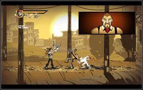 Grę zaczynamy w saloonie - pierwsi czterej przeciwnicy stanowią niejako samouczek i pokonujemy ich za pomocą wskazanych przez grę ataków - Rozdział 1 - Return Home | Opis przejścia Shank - Shank - poradnik do gry