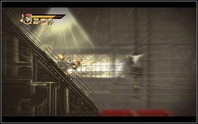 Wciąż biegniemy w prawym kierunku uważając na to, by nie spaść na krwistą maszynerię widoczną na dole ekranu - Rozdział 6 - Meatpacking plant | Opis przejścia Shank - Shank - poradnik do gry