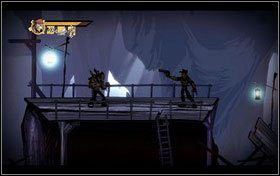 Wykonujemy szybką sekwencję zręcznościową - zjeżdżamy po pochylniach, chwytamy się lin i wspinamy się w górę - Rozdział 18 - Leap of faith | Opis przejścia Shank - Shank - poradnik do gry