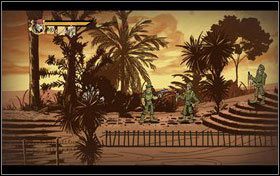 Na samym początku likwidujemy strażnika za pomocą katany - Rozdział 19 - Fertile Ground | Opis przejścia Shank - Shank - poradnik do gry