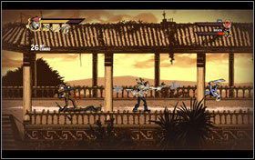 Rozprawiamy się z trójką wrogów - uważamy szczególnie na stojącego na balkonie strzelca z pistoletem maszynowym w ręku - Rozdział 19 - Fertile Ground | Opis przejścia Shank - Shank - poradnik do gry