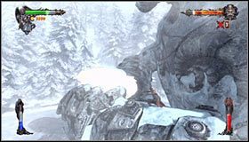 Twoim pierwszym zadaniem jest uniknięcie drugiej ręki tytana, z pomocą której będzie chciał Ciebie zrzucić #1 - Etap 5 - Oblivion Lake (2) | Rozdział 1 | Solucja Castlevania Lords of Shadow - Castlevania: Lords of Shadow - poradnik do gry