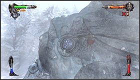 Przygotuj się, bo za chwilę ponownie będziesz musiał użyć haka #1, tym razem namierzając większy fragment na piersiach tytana - Etap 5 - Oblivion Lake (2) | Rozdział 1 | Solucja Castlevania Lords of Shadow - Castlevania: Lords of Shadow - poradnik do gry