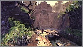 Zacznij od zbadania zlokalizowanego tuż przy mostku ciała poległego kolegi #1, przy którym odnajdziesz Scroll (Zwój) - Etap 1 - Enchanted Forest (2) | Rozdział 2 | Solucja Castlevania Lords of Shadow - Castlevania: Lords of Shadow - poradnik do gry