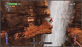 Puść się w momencie gdy będziesz znajdował się w najwyższym lewym punkcie, co pozwoli Ci bezpiecznie wylądować na nowej półce #1 - Etap 4 - Waterfalls of Agharta (1) | Rozdział 2 | Castlevania Lords of Shadow - Castlevania: Lords of Shadow - poradnik do gry