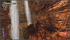 Zaczekaj aż główny bohater obejrzy się za siebie i wciśnij przycisk A w celu doskoczenia do przeciwległej krawędzi #1 - Etap 4 - Waterfalls of Agharta (2) | Rozdział 2 | Castlevania Lords of Shadow - Castlevania: Lords of Shadow - poradnik do gry
